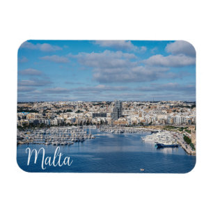 Magnet Flexible Port de Sliema avec bâtiments et bateaux modernes