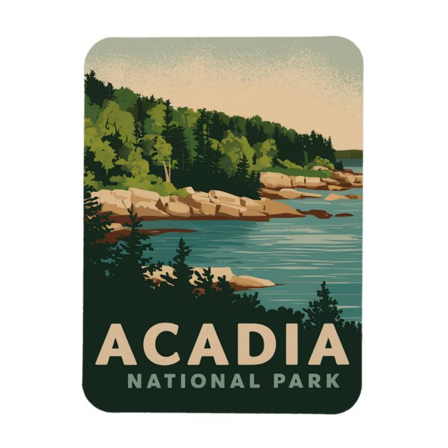 Magnet Flexible Port du bar du parc national Retro Acadia (Vertical)