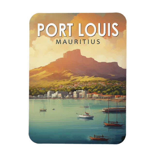 Magnet Flexible Port Louis Maurice Travel Art Vintage (Vertical)