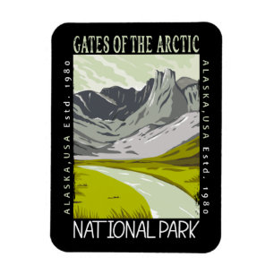 Magnet Flexible Portes du parc national de l'Arctique Rétro en dét