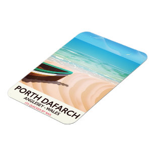 Magnet Flexible Porth Dafarch, affiche de plage d'Anglesey Gallois