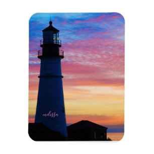 Magnet Flexible Portland Head Light Pink Sunrise Maine Lighthouse
