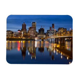 Magnet Flexible Portland Oregon Downtown Skyline à Blue Hour Magn