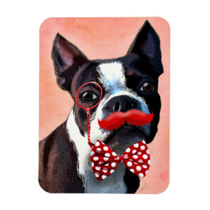 Magnet Flexible Portrait de Boston Terrier avec la cravate et 2