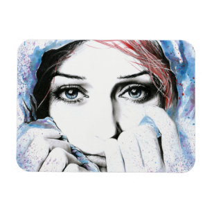 Magnet Flexible Portrait de fille aquarelle peinture art