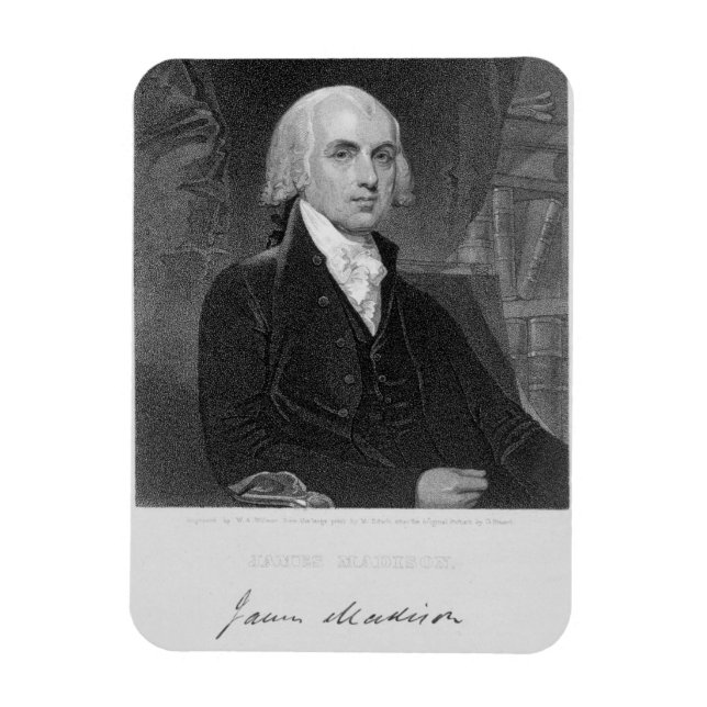 Magnet Flexible Portrait de James Madison, gravé par William A. (Vertical)
