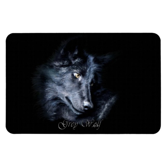 Magnet Flexible Portrait de la faune du loup gris sur un aimant Fl (Horizontal)