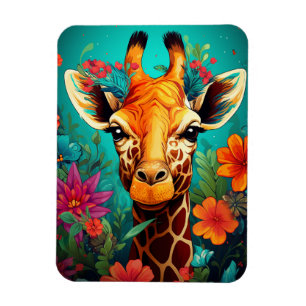 Magnet Flexible Portrait de la Giraffe florale-9319