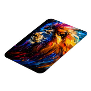 Magnet Flexible Portrait de lion abstrait de faune cosmique