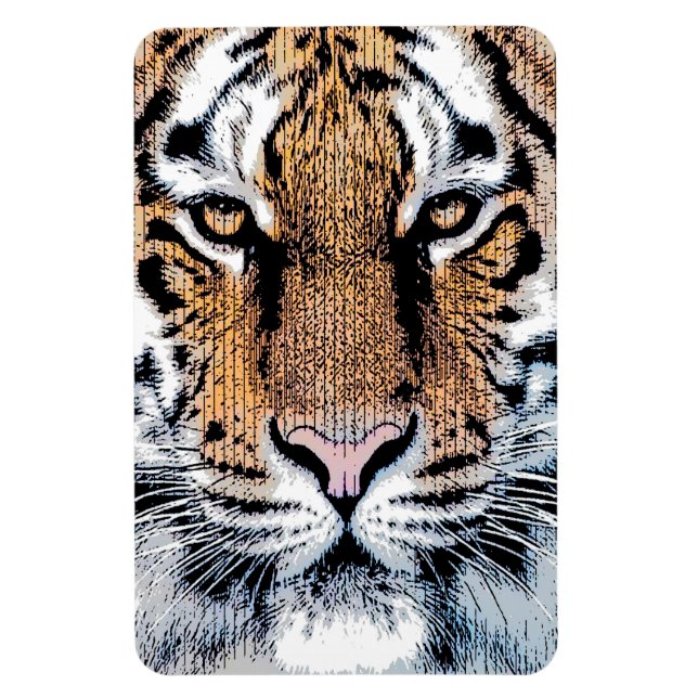 Magnet Flexible Portrait de Tigre dans le Style de la Presse Graph (Vertical)