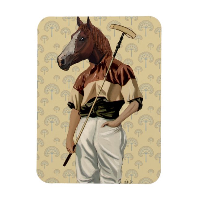 Magnet Flexible Portrait du cheval Polo (Vertical)