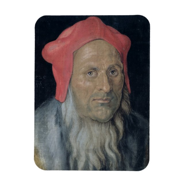 Magnet Flexible Portrait d'un homme à poils dans un Casquette roug (Vertical)