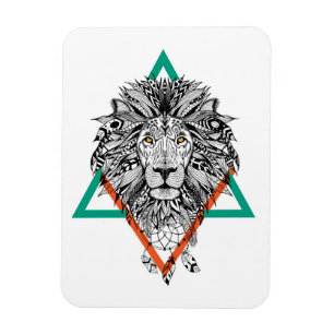 Magnet Flexible Portrait géométrique aztèque de lion