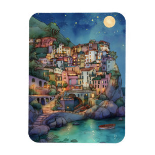 Magnet Flexible Positano, Italie - Coastal Village & Starry Sky
