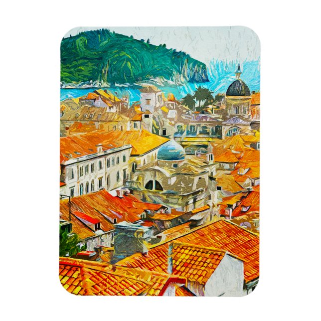 Magnet Flexible Poster de peinture à l'huile d'aquarelle Dubrovnik (Vertical)