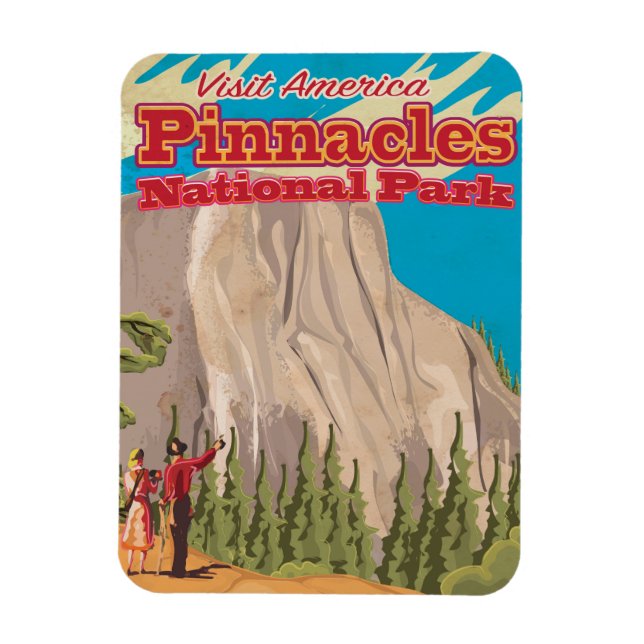 Magnet Flexible Poster de voyage vintage du parc national Pinnacle (Vertical)