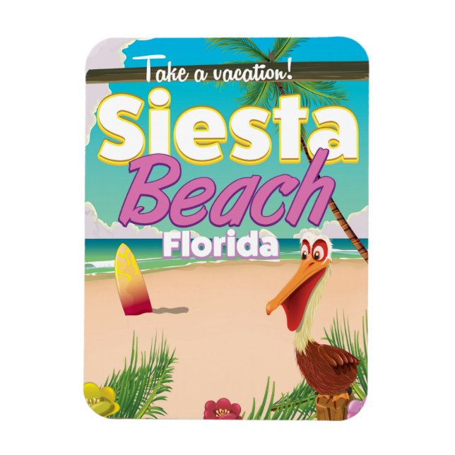 Magnet Flexible Poster de voyage vintage Siesta beach florida (Vertical)