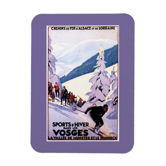 Magnet Flexible Poster des spectateurs regardant Skier (Vertical)
