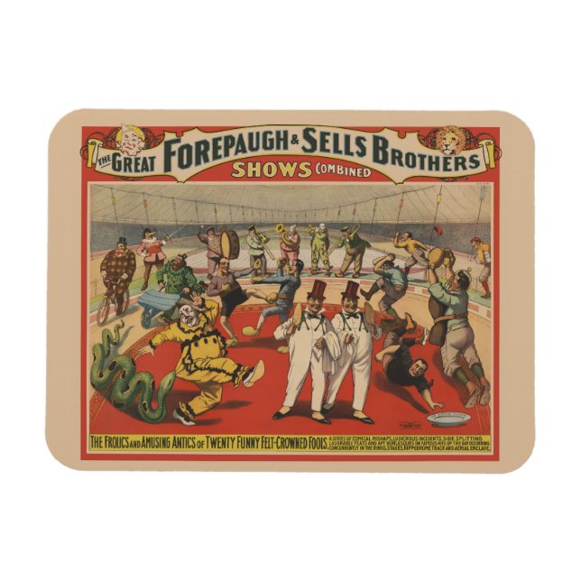 Magnet Flexible Poster Du Cirque Montrant L'Amusant Antique Des Cl (Horizontal)