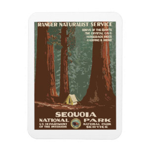 Magnet Flexible Poster du Vintage voyage du Parc national Sequoia 