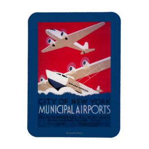 Magnet Flexible Poster vintage de l'aéroport municipal de New York
