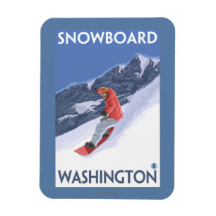Magnet Flexible Poster Vintage voyage Washington Snowboard
