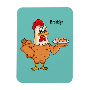 Magnet Flexible Poulet avec oeufs sur plaque de dessin animé