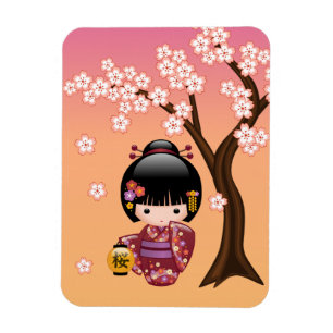 Magnet Flexible Poupée de Sakura Kokeshi - fille de geisha sur la