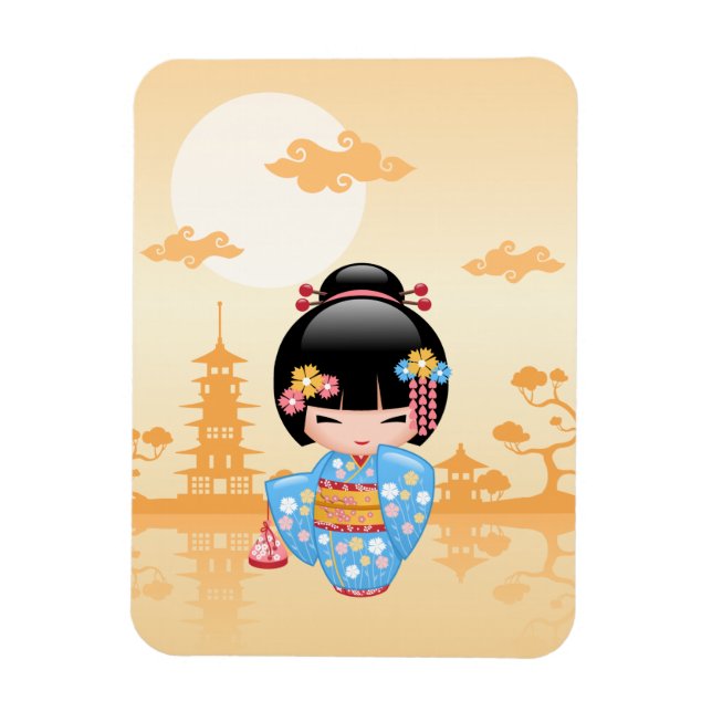 Magnet Flexible Poupée Maiko Kokeshi - Cute Japonaise Geisha Girl (Vertical)