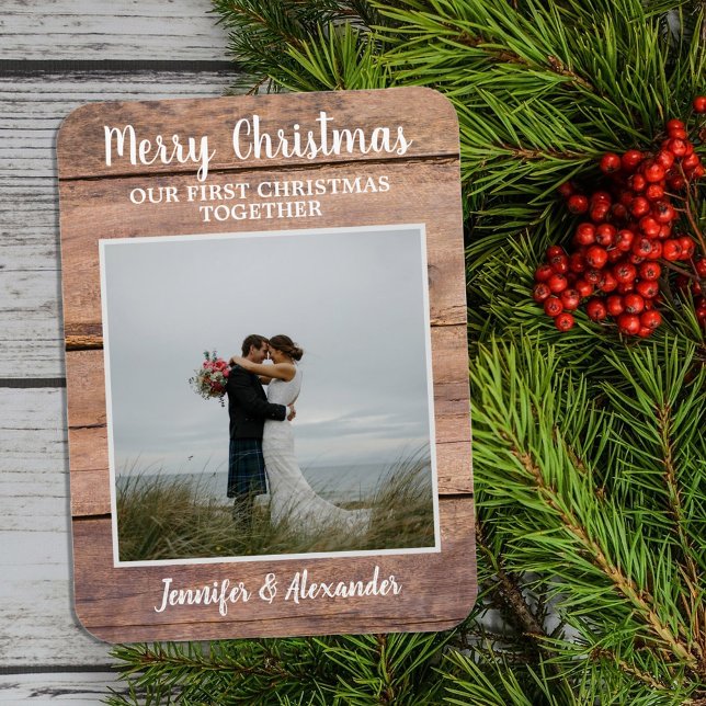 Magnet Flexible Premier Noël ensemble Joyeux Noël photo (Create your own First Christmas together Merrry Christmas photo Magnet)