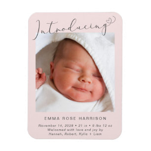Magnet Flexible Présentation de Photo Baby Girl Faire-part de nais