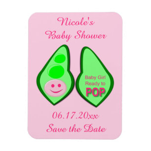 Magnet Flexible Prête à éclore Bébé Fille Rose Pois Baby Shower Pe