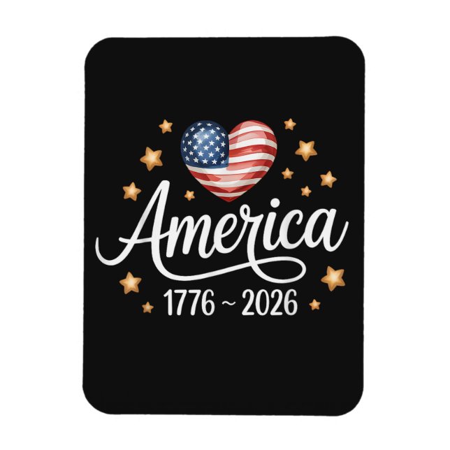 Magnet Flexible Pretty Flag Heart 1776-2026 July 4th 250th  (Vertical)