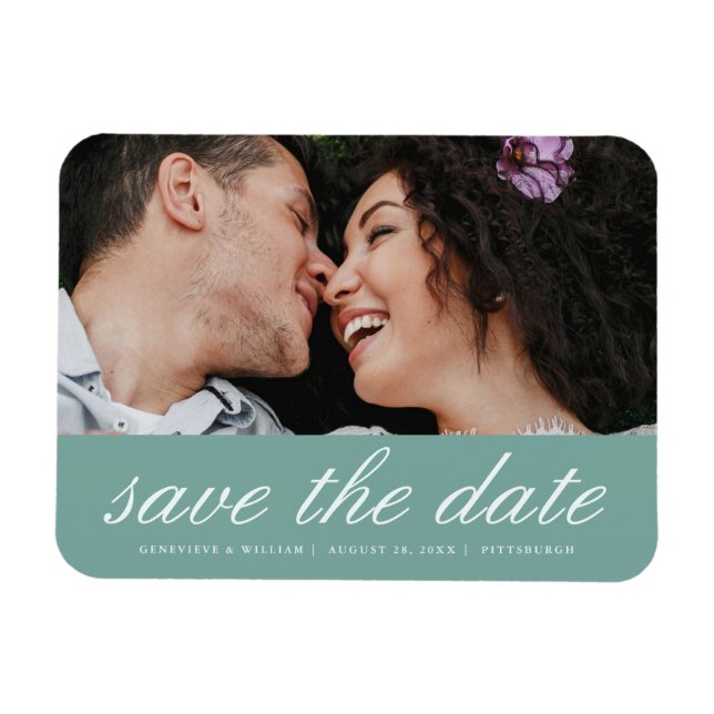 Magnet Flexible Pretty Ocean Green Save the Date Mariage Photo (Horizontal)