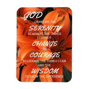 Magnet Flexible Prière Sérénité Orange Lily Fleurs Photo Dieu