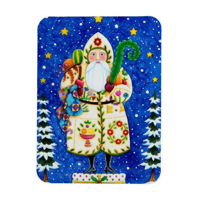 MAGNET FLEXIBLE PRIMITIVE FOLKART BALTIMORE QUILT PÈRE NOËL (Vertical)