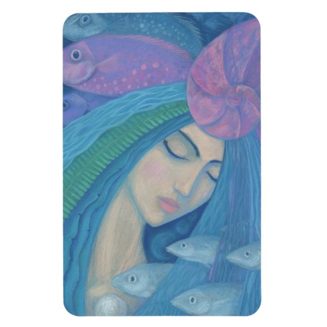 Magnet Flexible Princesse Sirène, Imaginaire sous-marin, Bleu rose (Vertical)
