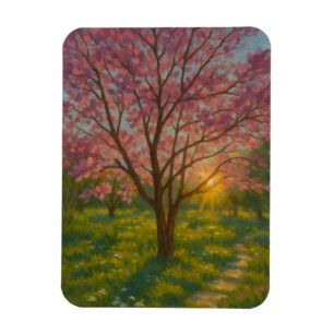 Magnet Flexible Printemps Éveil - Paysage de l'arbre florissant