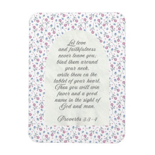 Magnet Flexible Proverbes 3:3–4 Écriture florale 