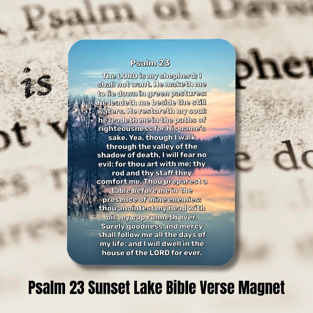 Magnet Flexible Psaume 23 Lac Sunset Religieux (Psalm 23 Sunset Lake Religious Magnet)