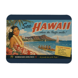 Magnet Flexible Publicité de voyage hawaïen de style vintage