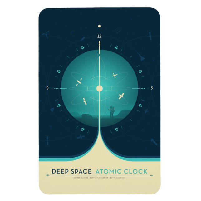 Magnet Flexible Publicité Sci-Fi, horloge atomique bleue, espace p (Vertical)