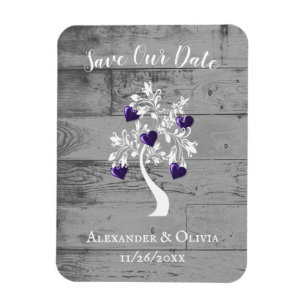 Magnet Flexible Purple Arbre de Coeurs Sauvez L'Aimant Date