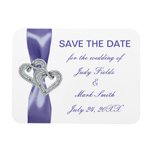 Magnet Flexible Purple Blue Diamond Hearts Enregistrer L'Aimant Da (Horizontal)
