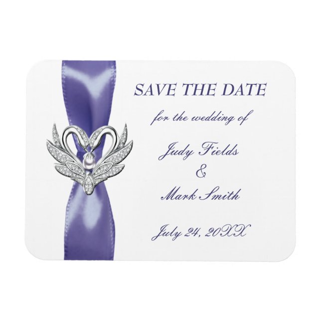 Magnet Flexible Purple Blue Silver Swans Enregistrer l'aimant Date (Horizontal)