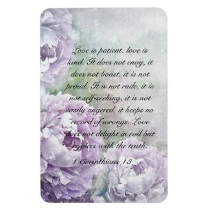 Magnet Flexible Purple Peonies L'amour est Patient L'amour est gen