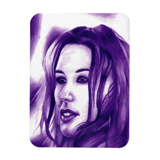 Magnet Flexible Purple People Woman Portrait Art original (Vertical)