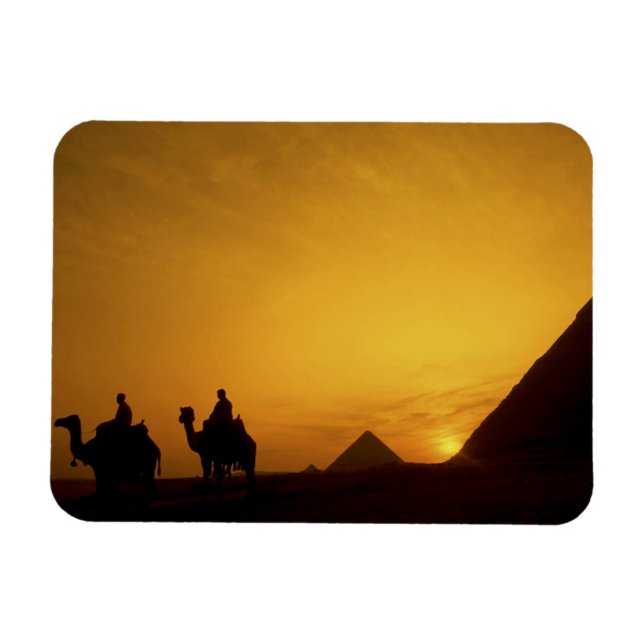 Magnet Flexible Pyramides de Gizeh, Egypte au coucher du soleil (Horizontal)