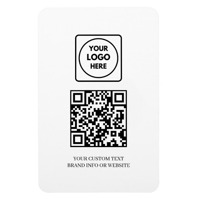 Magnet Flexible QR code blanc | Logo d'entreprise simple et profes (Vertical)