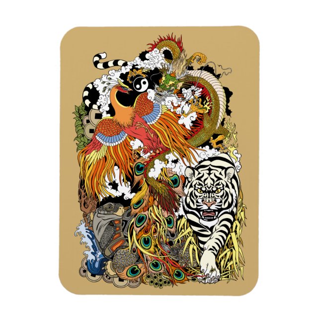 Magnet Flexible quatre animaux célestes (Vertical)